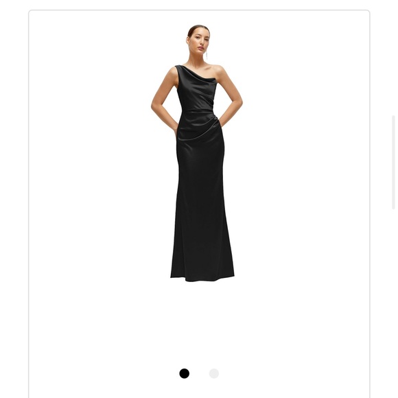 Dessy Group Black One-Shoulder bridesmaid Gown - Picture 1 of 3